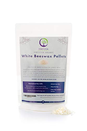 1lb - White Organic Beeswax Pellets, Certified Organic, Food Grade, Cosmetic Grade, Great for DIY Lip Balms, Candles, Beeswax Reusable Food Wraps
