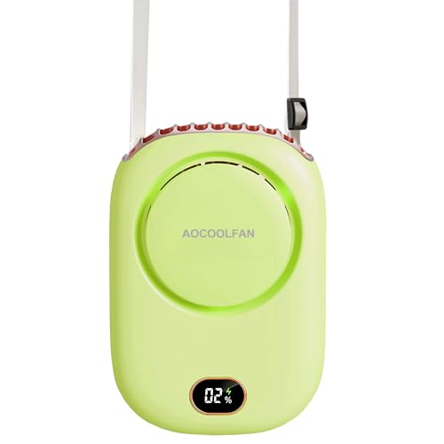 AOCOOLFAN Portable Neck Fan, Mini Small Personal Handheld Fan USB Rechargeable 3 Speed for Girls Boys Woman Eyelash Travel Home Office Outdoor (light green)