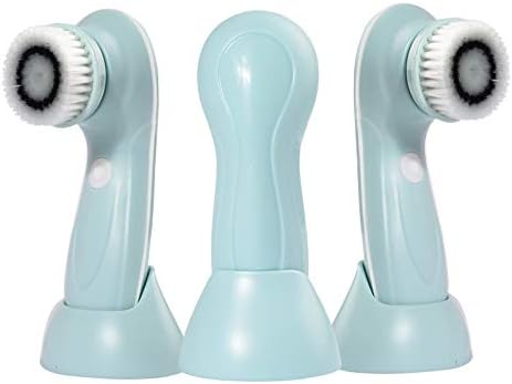 SKFG Facial Brush Electric Battery Powered Face Wash Instrument Cleaning Instrument Electric Cleansing Instrument Cleansing Brush To Blackheads Pore Cleaner Three Brush Heads,Blue