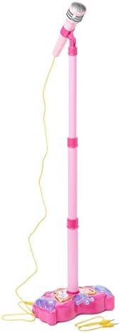 Dash Toyz Superstar Children's Music Show Toy Stand Up Microphone Play Set W/ Built in MP3 Jack, Speaker, Adjustable Height, Pink