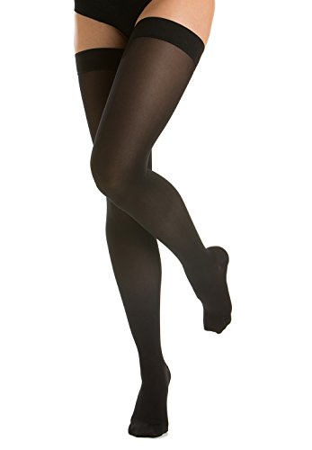 RELAXSAN M1170 Microfiber graduated compression Thigh High W/Lace stockings (15-20 mmHg), 100% Made in Italy
