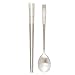YIROCK GenericJINCHENG Korean Chopsticks Spoon Set-100% Metal Stainless Steel-Printed Hangul Characters (Silver-Hangul)