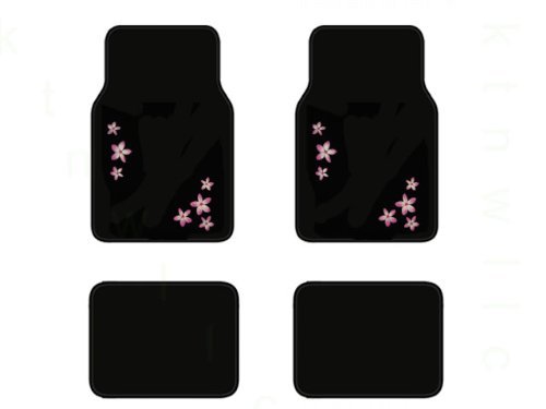 A Set of 4 Universal Fit Plush Capret Floor Mats for Cars / Trucks - Pink Flower by Unknown