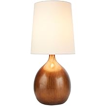 Stone & Beam Modern Wood Grain-Look Lamp, 20.5"H, with Bulb, White Shade