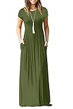 irene inevent Women's Short Sleeve Maxi Dress with Pockets Plain Loose Swing Casual Floor Length Long Dresses