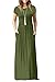 irene inevent Women's Short Sleeve Maxi Dress with Pockets Plain Loose Swing Casual Floor Length Long Dresses,Army Green,Medium