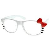 zeroUV - Womens Retro Fashion Kitty Clear Lens Glasses w/ Bow and Whiskers