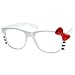 Womens Retro Fashion Kitty Clear Lens Glasses w/ Bow and Whiskers