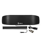 ANTOP Amplified Indoor AM FM Stereo Antenna, 50 Mile Radio Antenna with Built-in Digital Amplifier Booster for Amplifier Stereo Radio Audio Signals RF Broadcast Receiver fit in Home/Cafe Shop/Office