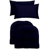 RSH DÃ©cor Indoor Outdoor Set of 2 U-Shape Wicker Chair Cushions & Additional Lumbar Throw Pillows (2-19
