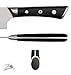 Zelite Infinity Chef Knife 8 Inch, Kitchen Knife, Chefs Knife, Chef Knives, Japanese Chef Knife - Japanese AUS-8 High Carbon Stainless Steel - Pakkawood Handle - Storm-X Finish Blade - Leather Sheath