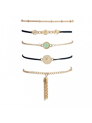 moda accessories - faux gem fringed chain bracelet set for women & girls