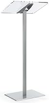 Displays2go Floor Standing Speaking Podium, Slanted Top, Quick Assembly, Silver (CLRLECBNDS)