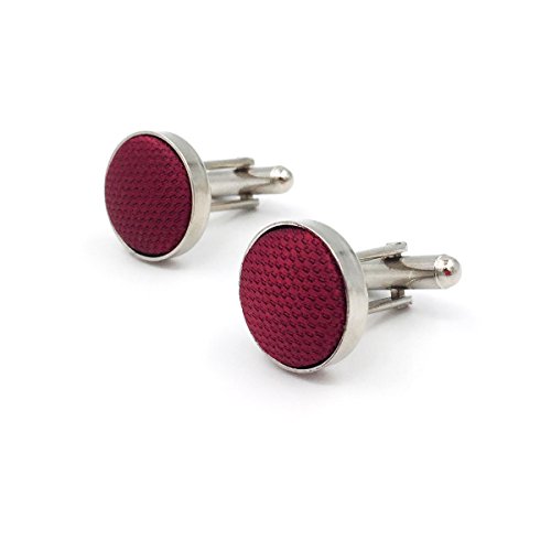 SHLAX&WING Solid Color Red Burgundy Wedding Silk Matching Cufflinks