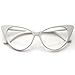 zeroUV - Super Cat Eye Glasses Vintage Inspired Mod Fashion Clear Lens Eyewear (White)
