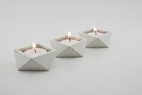 White Concrete Tea Light Candle Holder / Concrete Pot (Set of 3)
