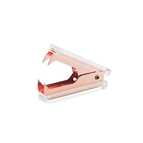 Rose Gold Staples Remover 1 Pack Clear Acrylic Body Steel Jaws Staple Puller Removal Tool for Dress Up Home Office School Desk Accessories Gift (1 Pack, Rose Gold)