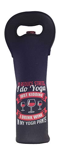 Wine Tote Carrier Bag from Made Easy Kit Neoprene Champagne Bottle Protective Travel or Gift Bag -Set of 3 (Funny Wine Lines (Black))