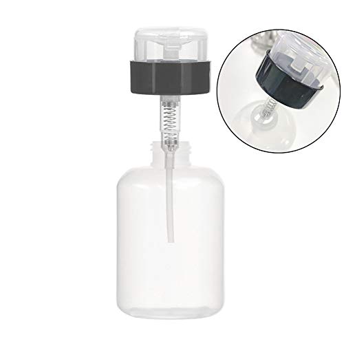 Nail Polish Remover Push Down Bottle Makeup Remover Bottle Empty Lockable Pump Dispenser 200ml (6.8oz) 2 Pack With 320 Pieces Makeup Remover Cotton Pads
