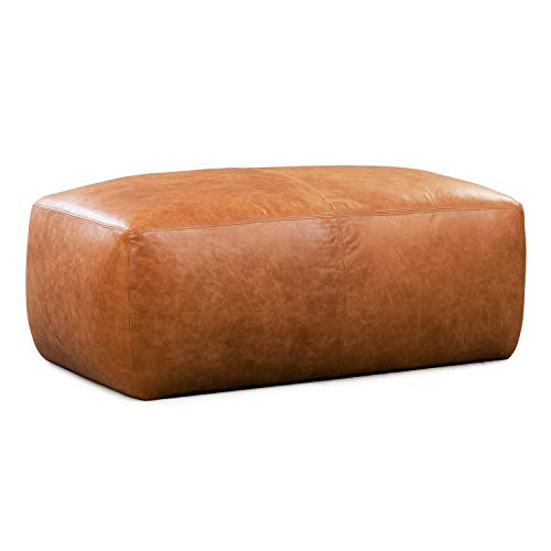 POLY & BARK Denver Leather Ottoman in FullGrain PureAniline Italian