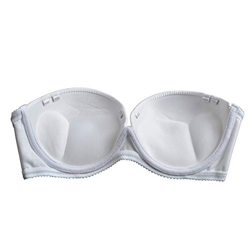 Strapless Convertible Pushup Bra Heavily Padded Lift Up Supportive Add Two Cup Multiway Tshirt Bras White, 36D