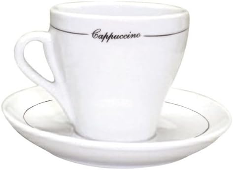 Pear Shaped Cappuccino Cup and Saucer with Black line, Set of 2