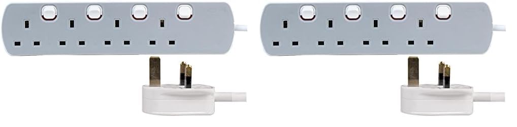 PRO ELEC PELB1767 4 Gang Individually Switched Extension Lead Grey, 5m (Pack of 2)