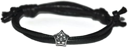 Stainless steel sliding star charm cord bracelet and friendship, encouragement, or wish note card