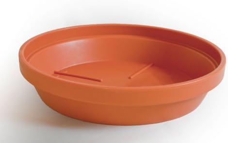 KECO 8" Round Plastic Plant Saucer - Crack and Break Resistant Terra Cotta Orange Clay-Color Heavy Plastic