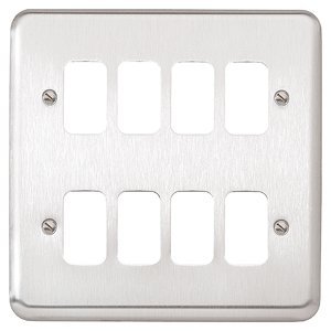 MK Grid Plus K3438BRC 8-Module Grid Frontplate - Brushed Chrome