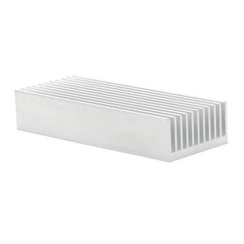 Senmod 4pcs Sliver Tone Aluminum Chipset Heatsink, 100x40x20mm Heat Sink Cooling Fin for High Power Amplifier Transistor Semiconductor