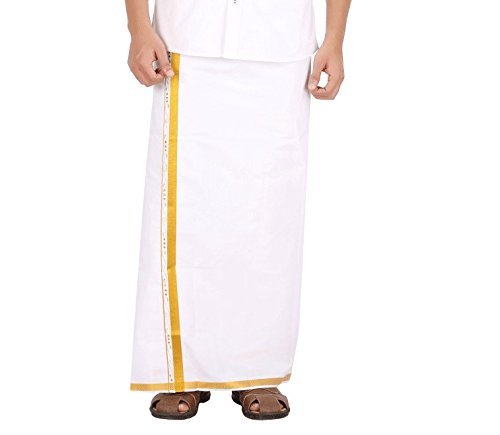 Men's cotton dhothies 20 k Jari White