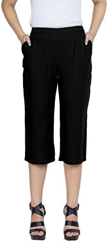 Soft Superior Cotton Women's Casual Slim Fit Maternity Capri Pant Pant in Black Size XS - 10XL