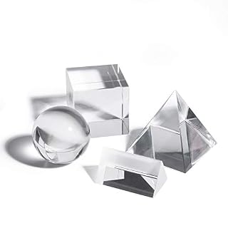 Gonioa 4 Pack K9 Optical Crystal Photography Prism Set, Including 50mm Crystal Cube, 50mm Triangular Prism, 50mm Crystal…