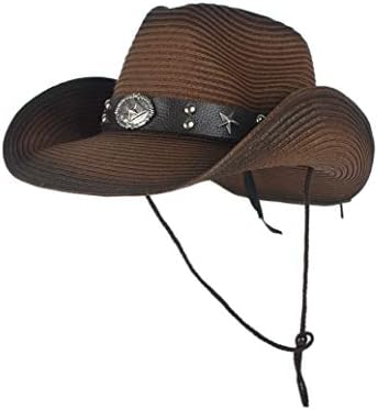 Zilubaihuo 新しいファッション西部カウボーイハット男性夏わら騎乗位パーティー衣装クリンプウエスタン帽子