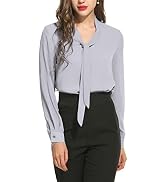 ACEVOG Womens Bow Tie Neck Long Sleeve 