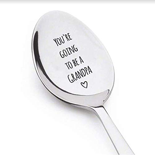 You're Going to be a Grandpa Pregnancy Fun Announcement Reveal Ideas Stainless Steel Engraved Spoon for Grandfathers Promoted to Grandpa Baby Announcement Gifts for Grandpa to be