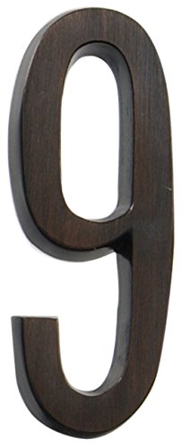 Distinctions by Hillman 843263 4-Inch Die Cast Self-Adhesive House Address Plaque, Aged Bronze, Number 9