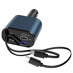 Retractable Car Charger, 60W 4 in 1 Fast Charging