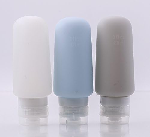 Flybags - Set of Three 3 oz TSA Friendly Refillable Silicone Travel Bottles to Carryon Shampoo, Conditioner and Lotions (Mixed Colors)