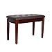 HOMCOM Piano Bench, Duet Piano Chair with Faux Leather Padded Cushion and Wooden Frame, Button Tufted Keyboard Bench, Brown