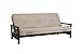 DHP Nadine Metal Futon Frame with Espresso Wood Armrests, Full Size, Mattress Not Included