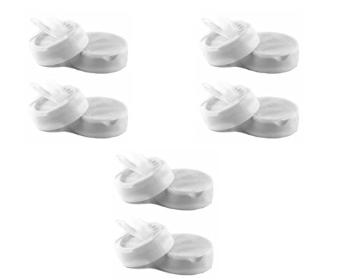 Mini Spice Plastic Pour/Sift Lids- 1 3/4 inch with Foam Liner-BPA Free-Made in the USA (12, white)