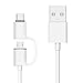 ROMOSS 2-in-1 Micro USB Type C Cable, Durable Micro USB & Type C to Type A Sync and Fast Charge Cable Cord Compatible with LG G5, Nexus 6/More Device (3.28 FT, White)