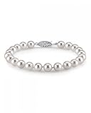 14K Gold 7-8mm Round White Freshwater Cultured Pearl Bracelet - AAA Quality