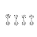 Micropromo 4 pcs 16G Gem Steel Labret Lip Rings Ear Earlet Tragus Cartilage Earrings Stud Monroe Piercing Jewelry for Teen Girls / Girls / Women - Silver