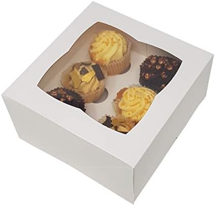 Mini Windowed Cupcake Boxes with 6 Cavity Insert Holds 6 White (Pack of 5) (White)