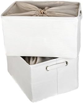 Large Fabric Storage Bins With Lid by Codin | Stylish 16,5 x 12,6 x 9,4 Inches Consolidated Foldable Storage Cubes With Handles And Dustproof Drawstring Closure, ( 2-Pack, White ) Fits Anywhere
