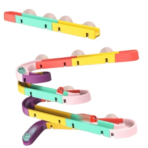 ERINGOGO DIY Educational Track for Colorful Block Ball Run Enhancing Eye Hand Coordination and Cognitive Skills