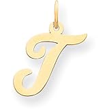 14K Yellow Gold Medium Script Initial Letter T Charm
